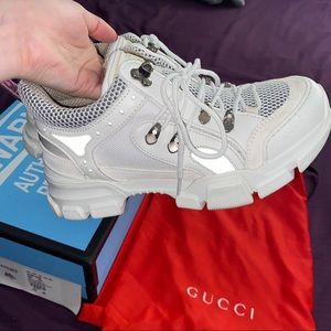 White Leather Flashtrek Gucci Sneakers
